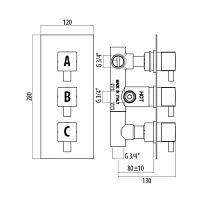 Gattoni Termostatici Термостатический встраиваемый смеситель для душа, цвет: хром TS993/25C0cr