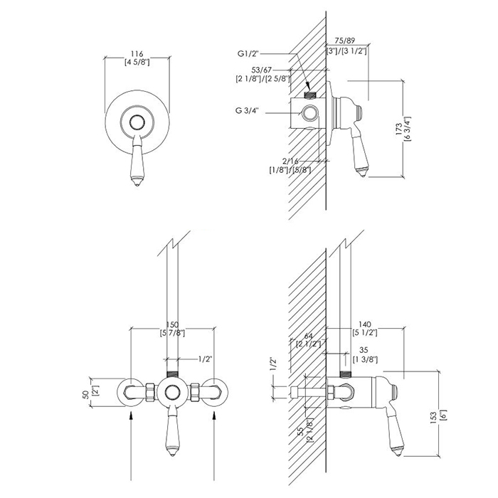 Devon&Devon Doccia Cмеситель универсальный для скрыт. и наружн. монтажа, цвет: ник. блест. MARD72NKS