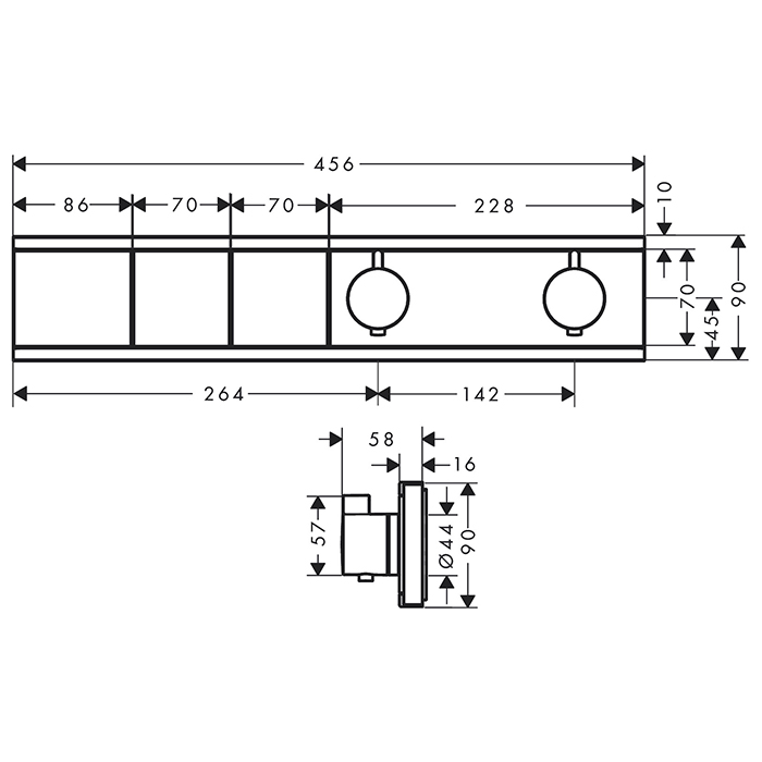 Hansgrohe RainSelect Термостат для душа встраиваемый на 2 потребителя, внешняя часть, цвет: хром 15380000