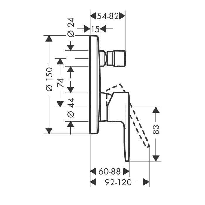 Hansgrohe Vernis Blend Смеситель для ванны встраиваемый на 2 потребителя, цвет: матовый черный 71467670