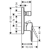 Hansgrohe Vernis Blend Смеситель для ванны встраиваемый на 2 потребителя, внешняя часть, цвет: хром 71467000