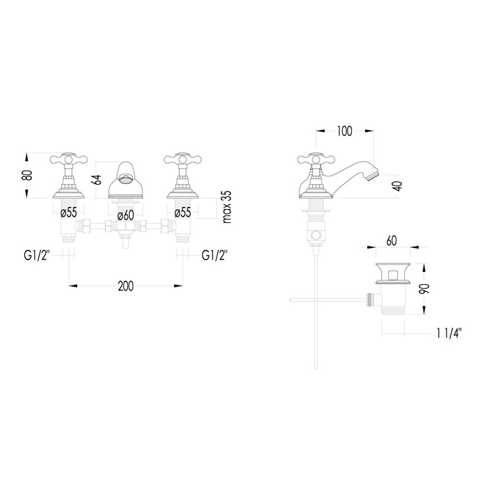 Devon&Devon Austin Смеситель для биде на 3 отв., цвет: хром UTAU912CR