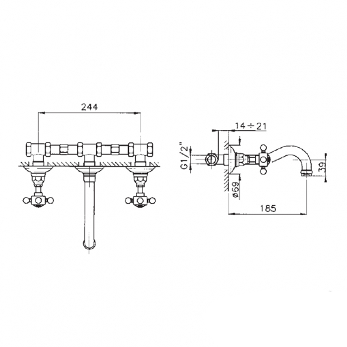Nicolazzi Dames Anglaises Смеситель настенный для раковины, цвет Bronze Plated 1477BZ18