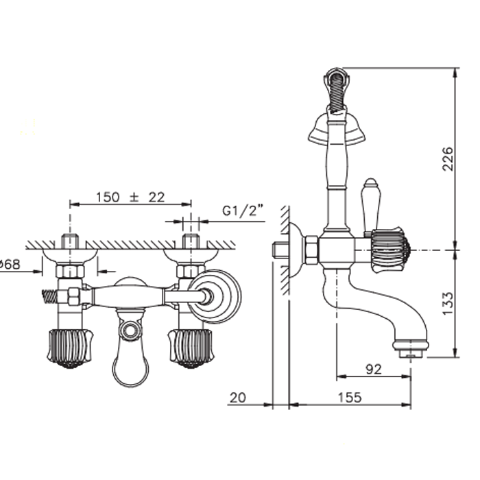 Nicolazzi Onice Смеситель для ванны с душем, цвет хром 2101CR09O