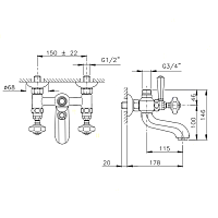 Nicolazzi Teide Смеситель для ванны на 2 отверстия, цвет бронза 1900BZ05