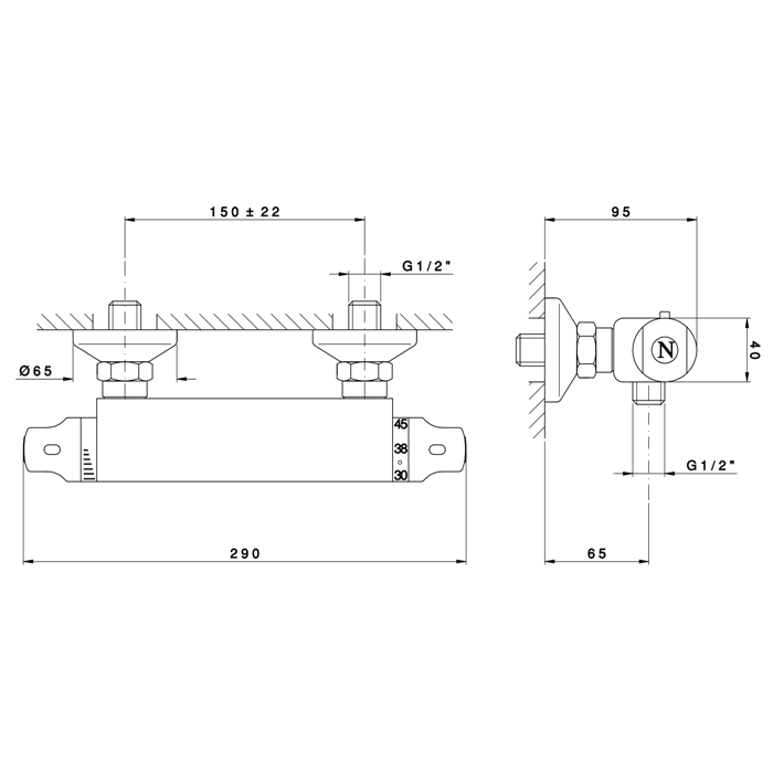 Nicolazzi Termostatico Смеситель термостатический для душа, цвет хром 4905CR
