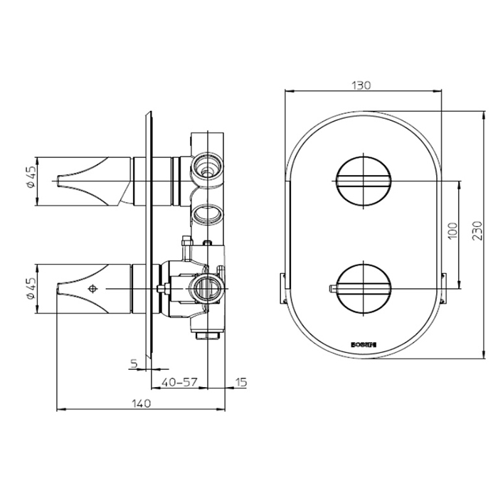 Bossini Apice Смеситель для душа встраиваемый, термостатический, цвет: chrome Z00500.030