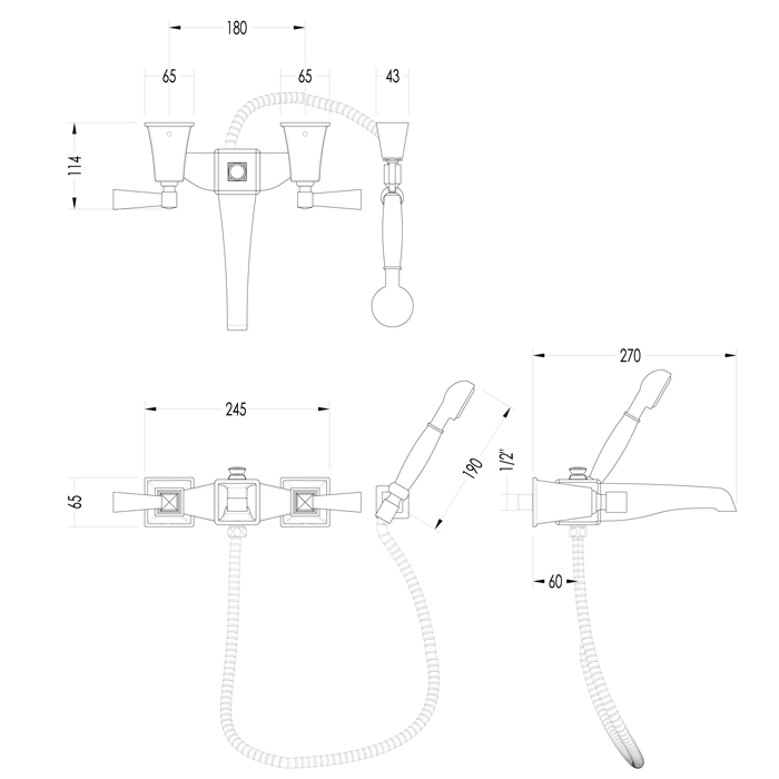 Devon&Devon Vip Time Смеситель для ванны, цвет хром 2VPTIME234CR