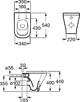 Roca Gap Чаша напольного унитаза 35х54 см, без крышки, с двойным выпуском, цвет: белый глянец 347477000
