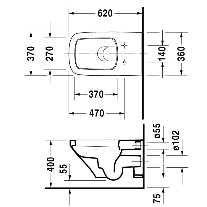 Duravit DuraStyle Унитаз удлиненный подвесной 62х37 cм, цвет белый 2537090000
