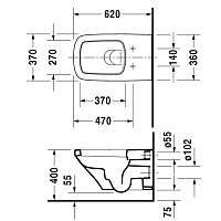 Duravit DuraStyle Унитаз удлиненный подвесной 62х37 cм, цвет белый 2537090000