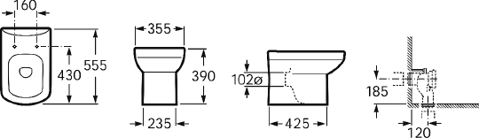 Roca Dama Senso Чаша напольного унитаза 35,5х55,5 см, без крышки, двойной выпуск, цвет: белый глянец 347517000