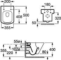 Roca Hall Чаша подвесного унитаза 35,5х50 см, без крышки, цвет: белый глянцевый 346627000