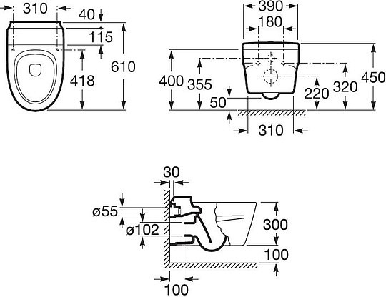 Roca Khroma Чаша подвесного унитаза 39х61 см, без крышки, цвет: белый глянцевый 346657000