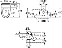 Roca Khroma Чаша подвесного унитаза 39х61 см, без крышки, цвет: белый глянцевый 346657000