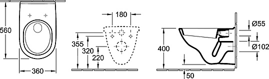 Villeroy&Boch O'Novo Унитаз подвесной 56x36 см, с сиденьем Soft-Close, цвет: alpin 5660H101