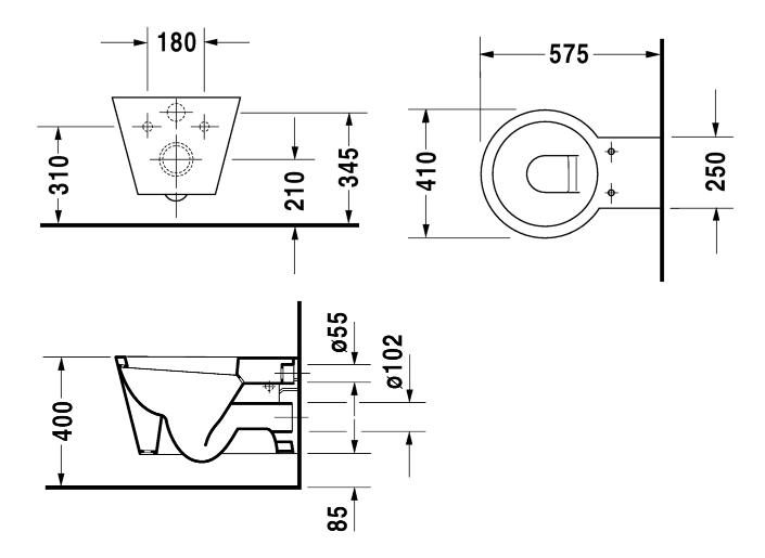 Унитаз подвесной Duravit Starck 1 0210090064