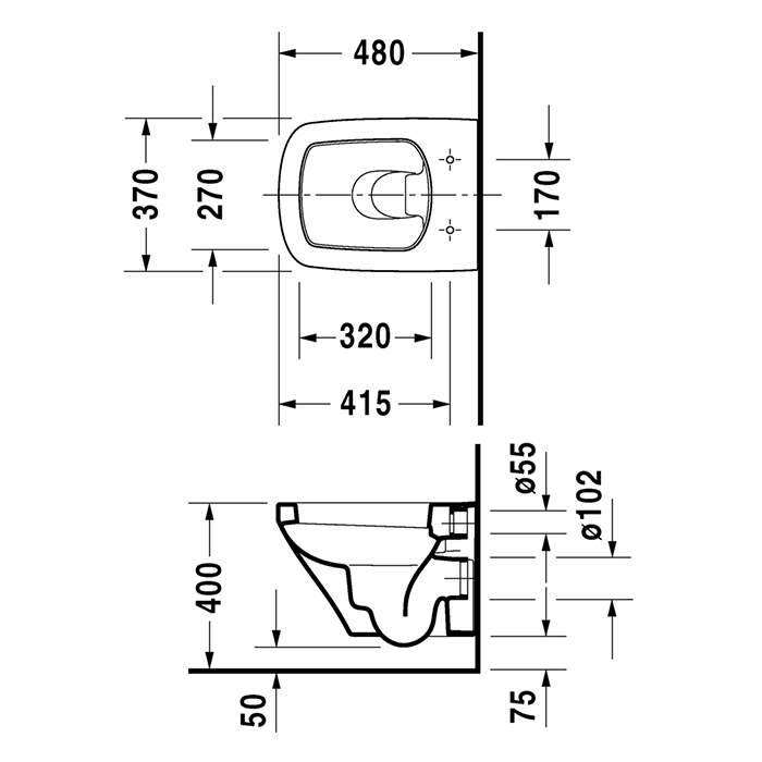 Duravit DuraStyle Унитаз компакт подвесной 48х37 cм, цвет белый 2539090000