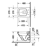 Duravit DuraStyle Унитаз компакт подвесной 48х37 cм, цвет белый 2539090000