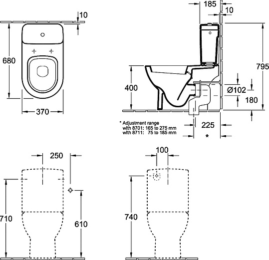 Villeroy & Boch Subway Унитаз-компакт 37x79,5h см, цвет: alpin 66101001