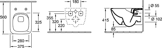 Villeroy & Boch Venticello Унитаз подвесной 37,5x33h см, цвет: alpin 4611R0R1