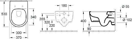 Villeroy & Boch Avento Унитаз подвесной безободковый 37x31h см, с сиденьем, цвет: alpin 5656HR01