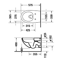 Duravit Architec Унитаз подвесной безободковый, 36,5x57,5 cм, 2572090000