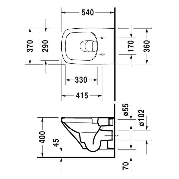 Duravit DuraStyle Унитаз подвесной безободковый 54х37 cм, цвет белый 2551090000