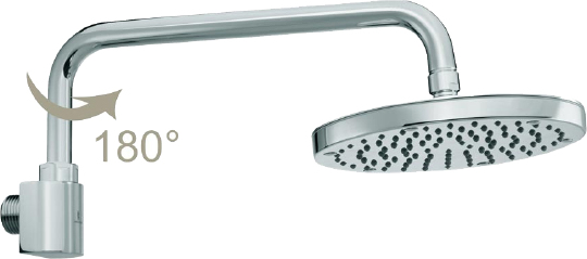 Bossini Oki Верхний душ d20 см, 1 вид струи, кронштейн настенный 33,7 см, цвет: chrome H55405.030