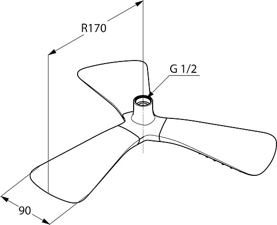 Kludi Fizz Верхний душ тройной 34 см, с 1 режимом струи, без кронштейна, цвет: хром 6757805-00