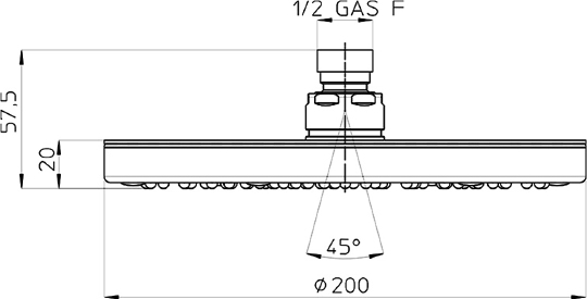 Bossini Oki Верхний душ d20 см, 1 вид струи, без кронштейна, цвет: chrome I00405.030