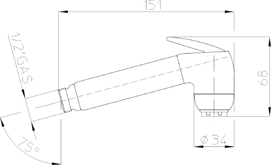 Bossini Gaia Гигиенический душ, 1 вид струи, цвет: chrome B00661.030