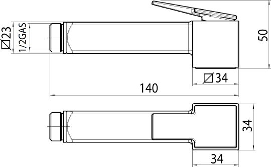 Bossini Cube Гигиенический душ, 1 вид струи, цвет: chrome B00475.030
