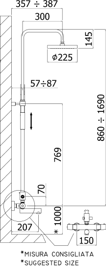 Paffoni Birillo Душевая стойка с верхним душем, цвет: хром ZCOL721LIQCR