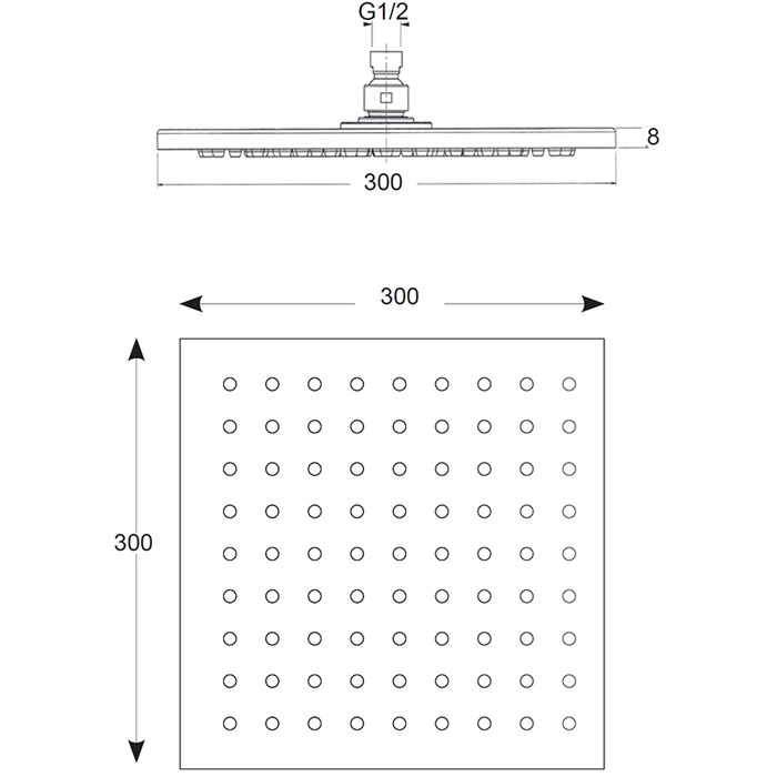 Cisal Shower Верхний душ 30 см, 1 вид струи, без кронштейна, цвет: chrome DS01630021