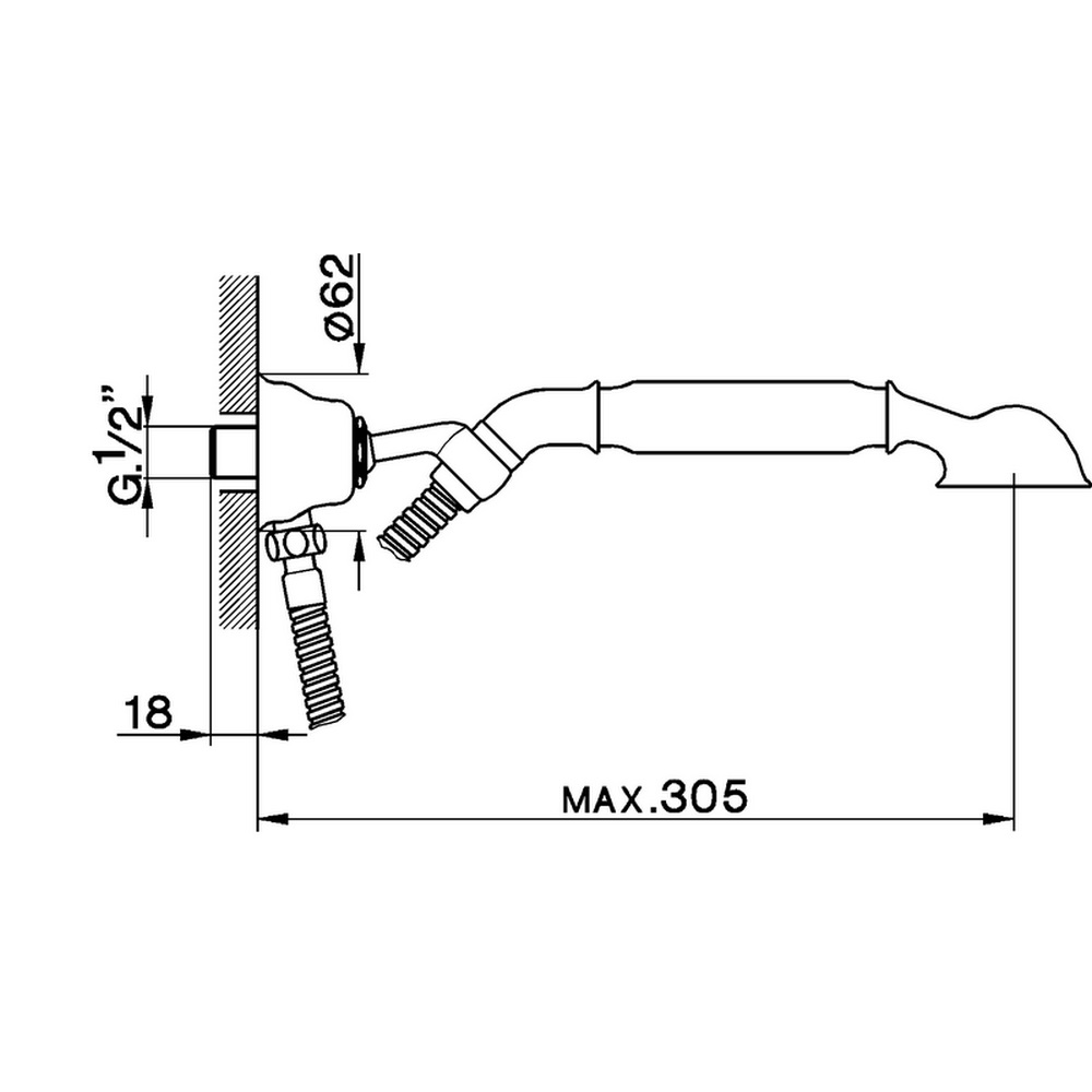 Cisal Arcana Душевой гарнитур: держатель с выводом для воды, лейка, шланг, цвет: 24k gold AR00304024