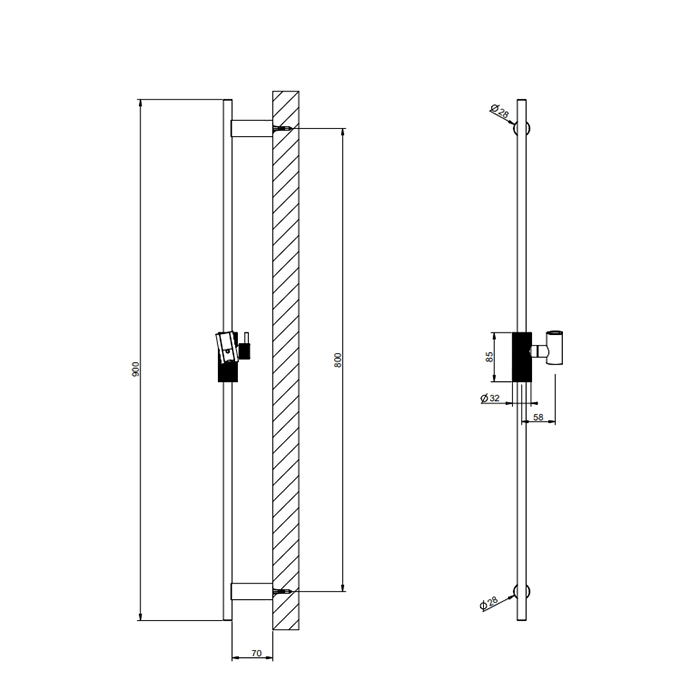Gessi Anello Душевая штанга 90 см, цвет: chrome 63485#031