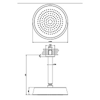 Gessi Cono Верхний душ 23,9 см 1 вид струи, кронштейн потолочный 28,1 см, цвет: chrome 45152#031