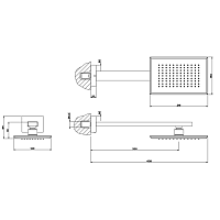 Gessi Eleganza Верхний душ 14x21,6 см 1 вид струи, кронштейн настенный 33 см, цвет: gold CCP 46148#080