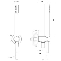 Gessi Inciso Душевой гарнитур: ручной душ, держатель с выводом воды, шланг 150 см, цвет: matte black 58123#299