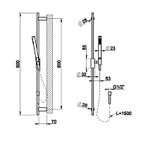 Gessi Ingranaggio Душевой гарнитур: ручной душ, штанга 90 см, шланг 150 см, цвет: chrome 63584#031