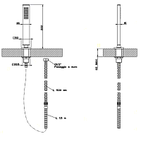 Gessi Rettangolo Душевой гарнитур на борт ванны: лейка, держатель, шланг 150 см, цвет: chrome 20127#031