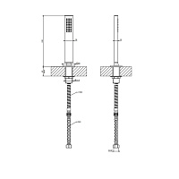 Gessi Rettangolo Душевой гарнитур на борт ванны: лейка, держатель, шланг 150 см, цвет: matte black 20127#299