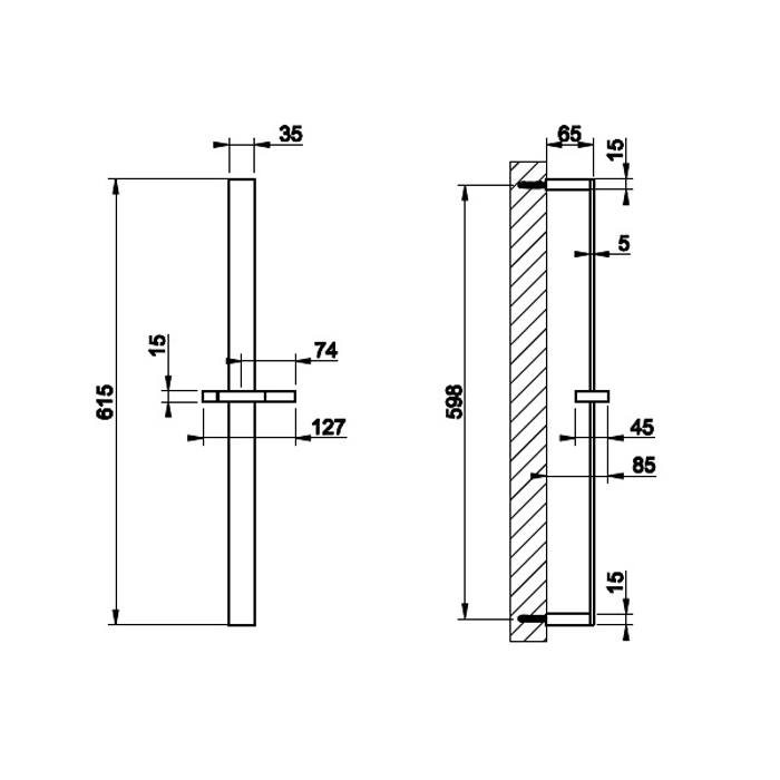 Gessi Rettangolo Душевая штанга 61,5 см, цвет: chrome 20144#031