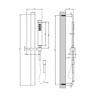 Gessi Rettangolo Душевой гарнитур: ручной душ, штанга 61,5 см, шланг 150 см, цвет: matte black 20145#299