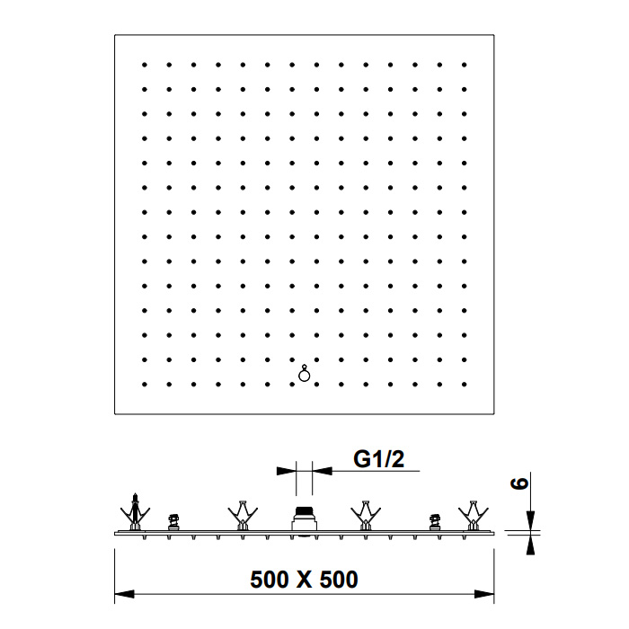 Bongio Soffioni Верхний душ 50х50 см, цвет хром 00888CR55