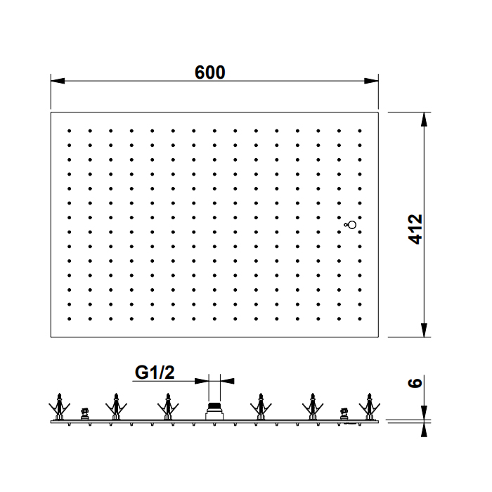 Bongio Soffioni Верхний душ прямоугольный 41,2х60 см, цвет черный 00888NE64