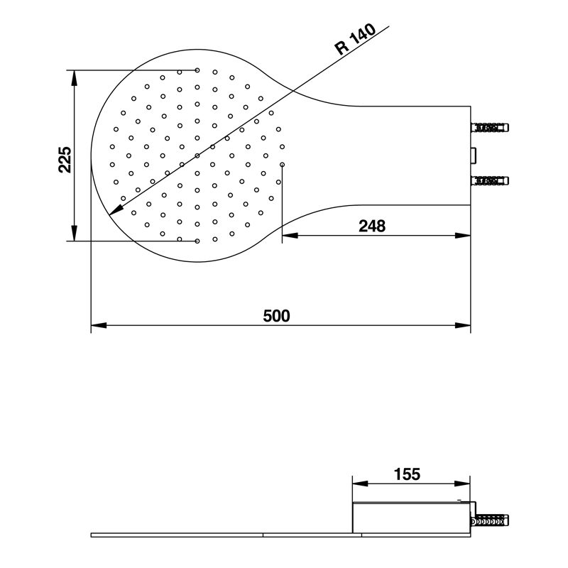 Bongio Style Верхний душ d28 см, настенный монтаж, цвет: хром 14889CR00