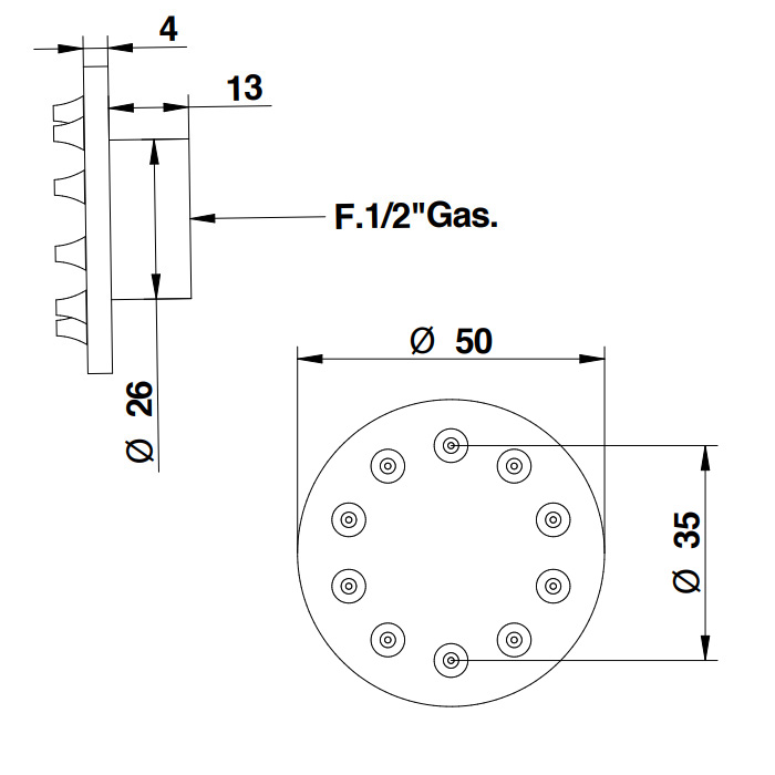 Bongio Soffioni Боковой душ круглый, цвет хром 70867CRRO