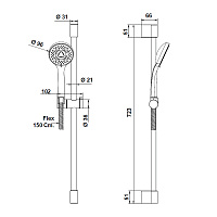 Bongio Pi7 Душевой гарнитур: штанга, ручной душ, шланг, цвет: хром 00875CR3GPR